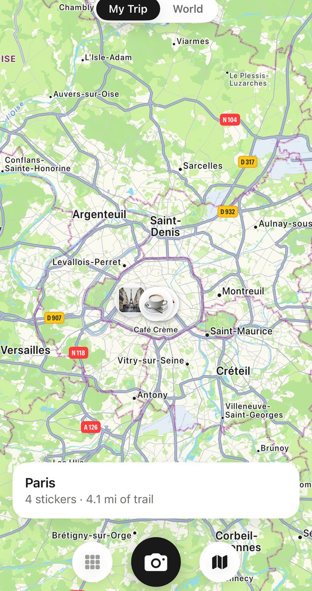 Your trip as a trail of stickers on the map